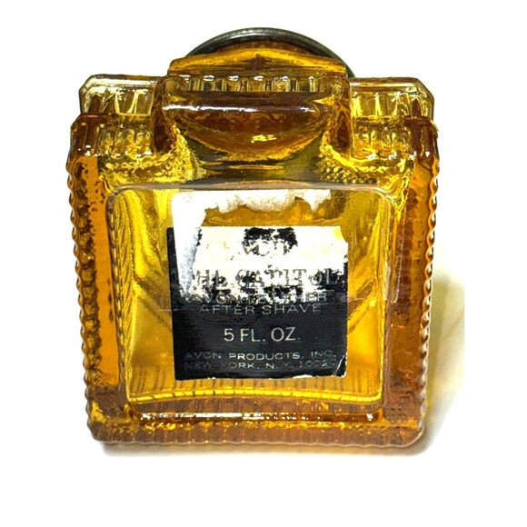 Vintage Avon The Capitol Empty Amber Cologne Glass Bottle With Lid - Picture 5 of 6